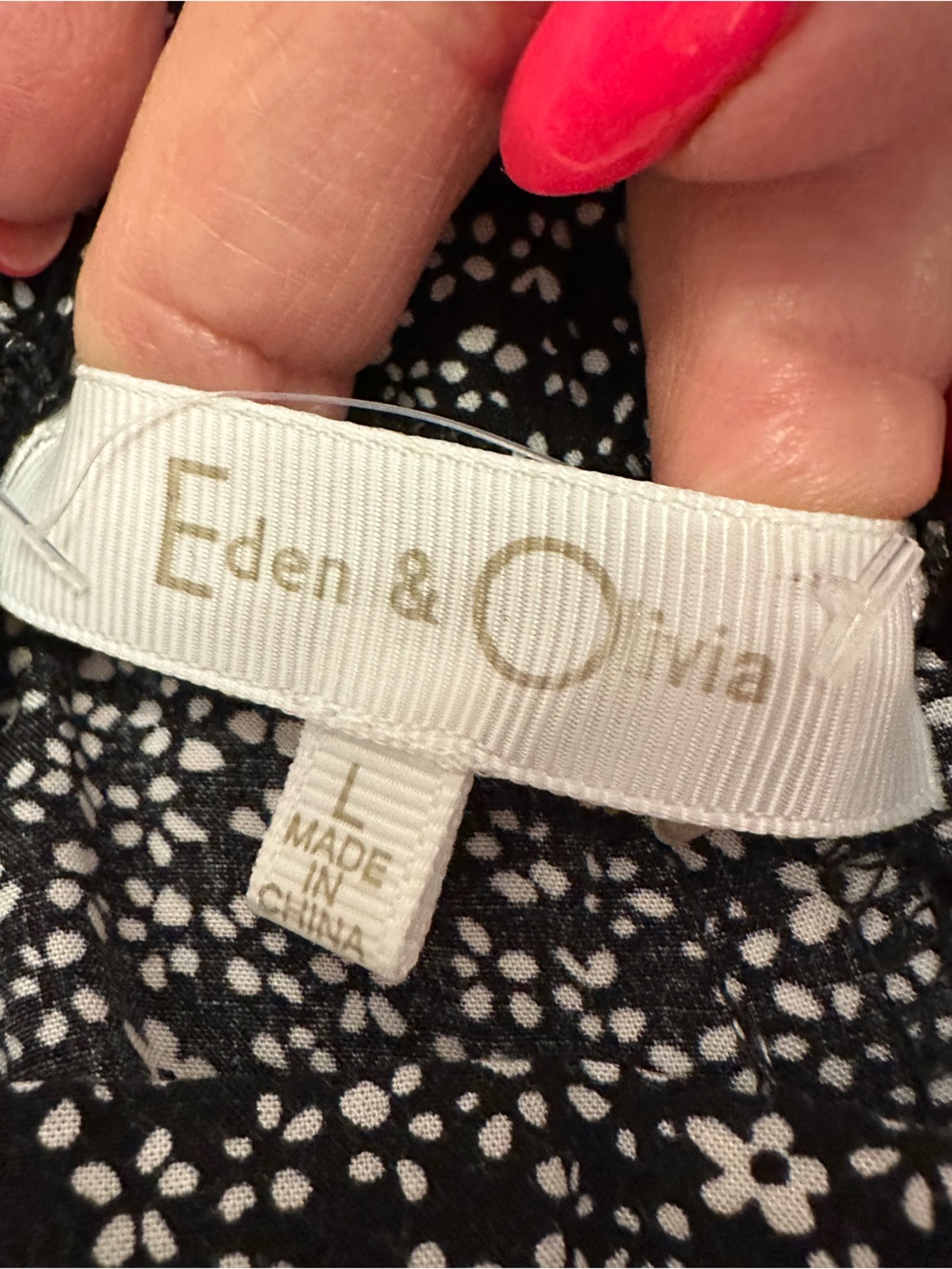 Eden & Olivia Black & White Floral Button-Front Midi Skirt – Size Large - Picture 4 of 8